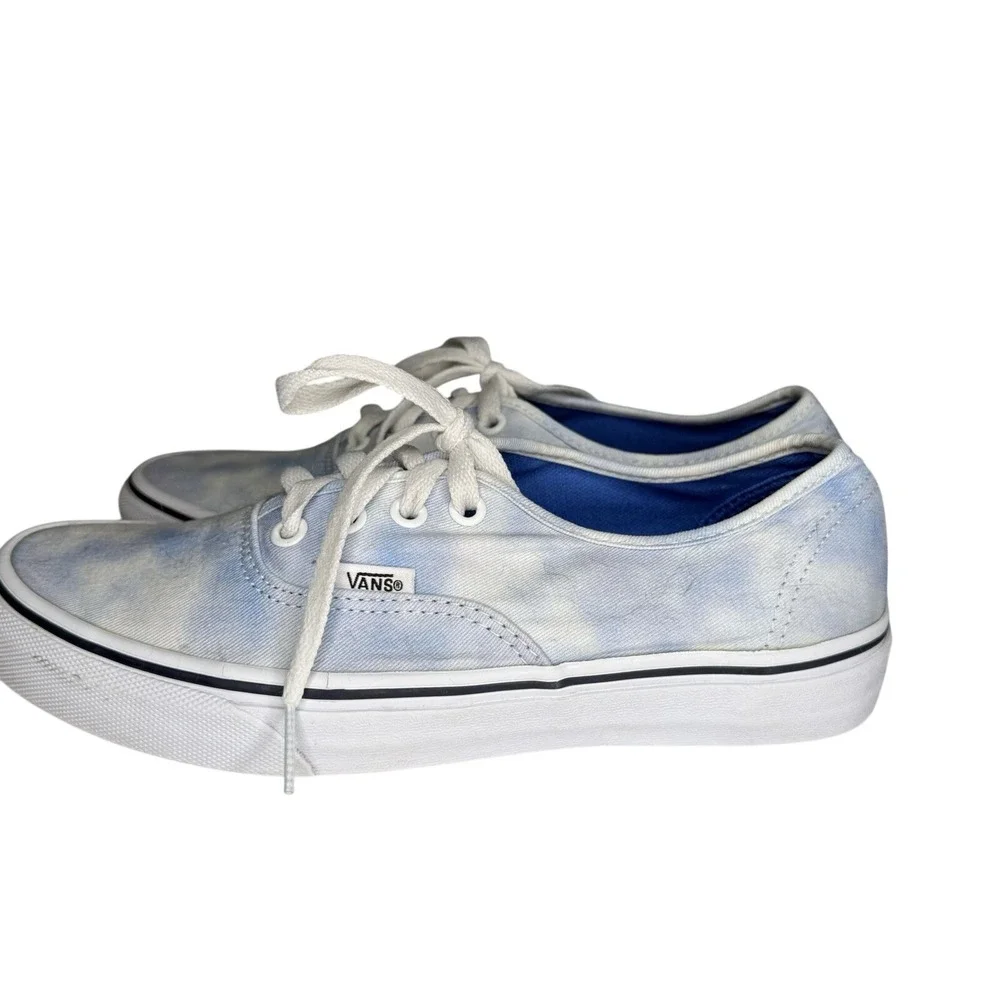 Vans Sky Blue White Tie Dye Clouds‎ Acid Wash Sneakers Lace Up Classic Size 7.5